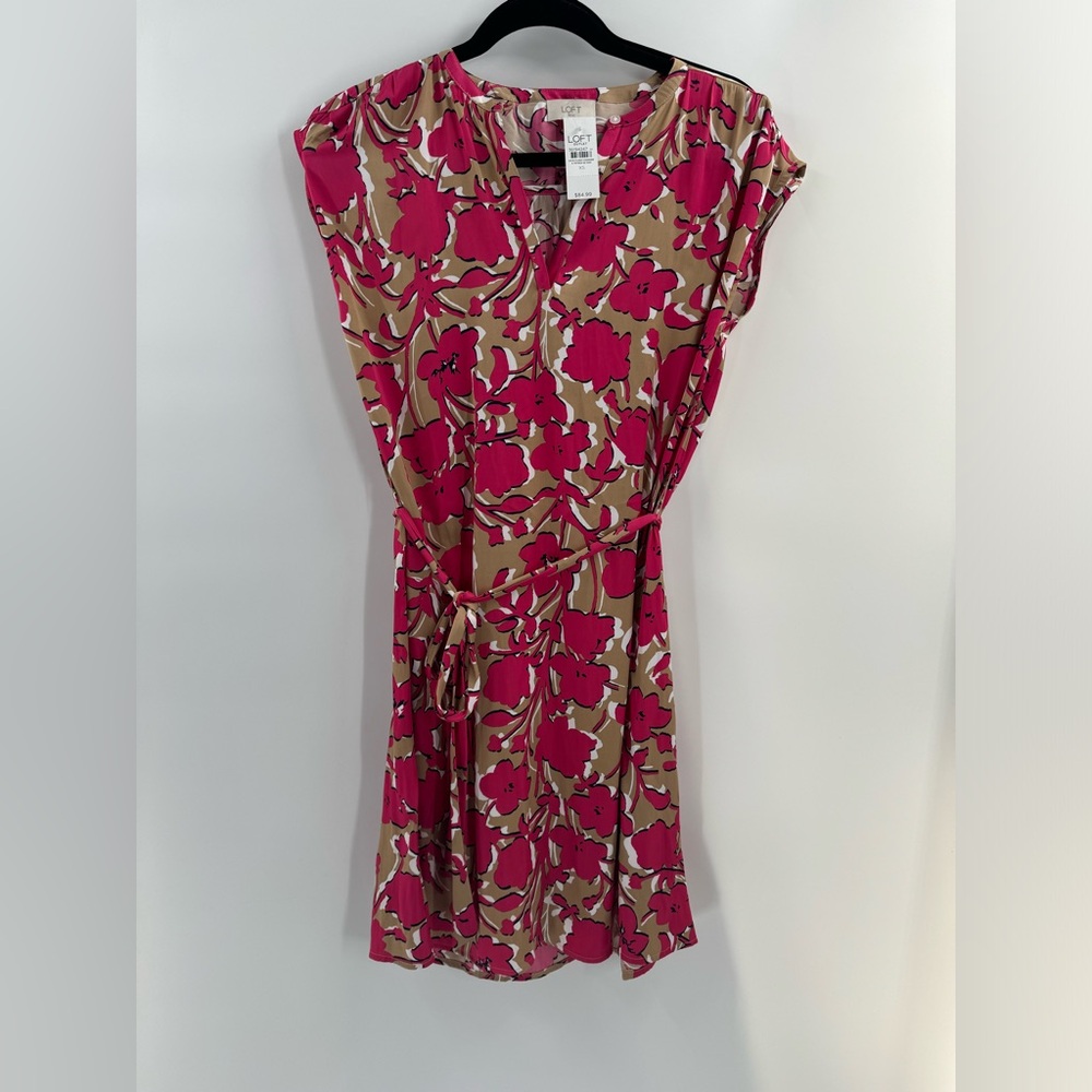 LOFT shift dress with tie waist